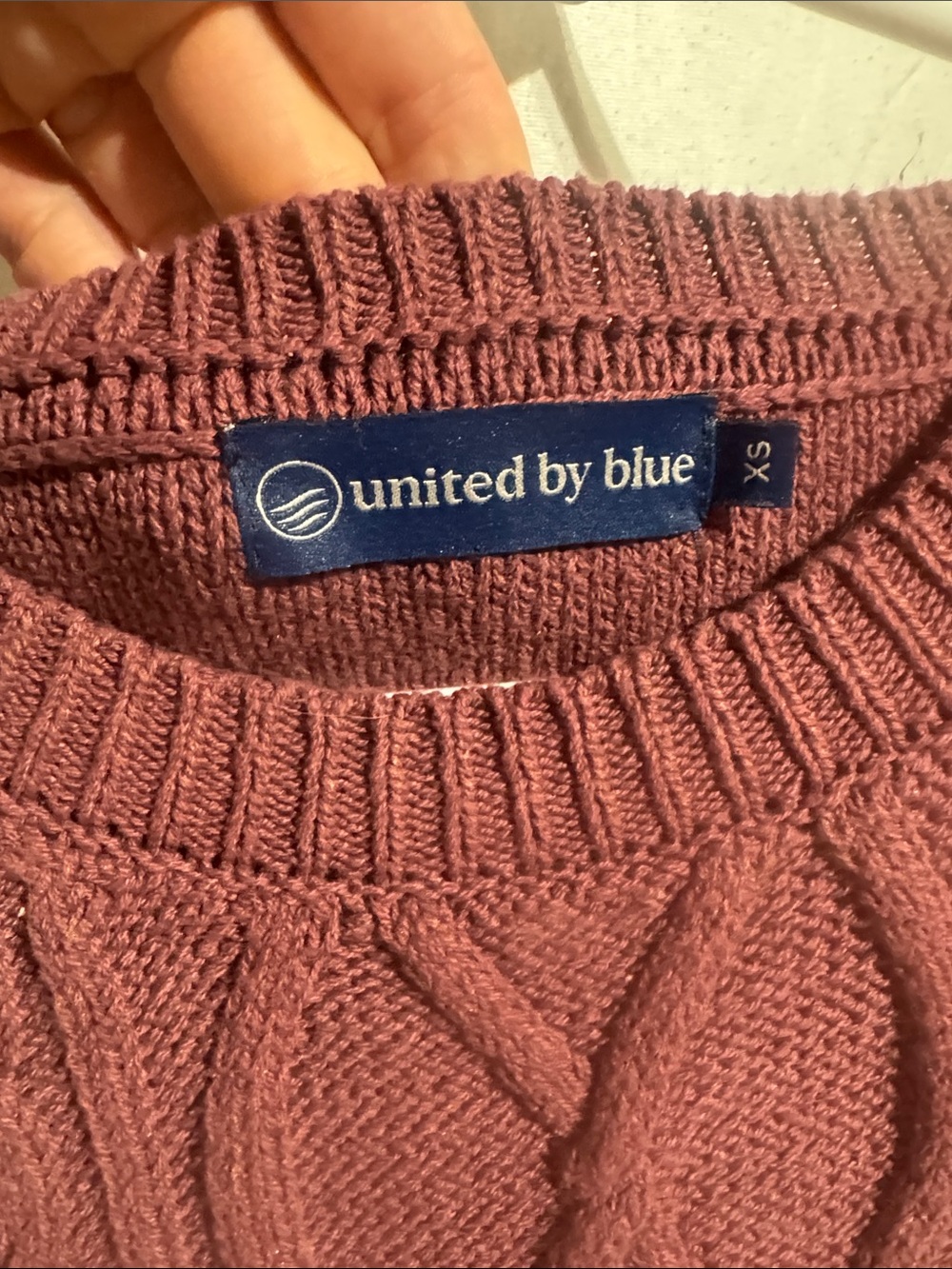 United By Blue Cable-Knit Crewneck Sweater Dress in Wine - Picture 3 of 4